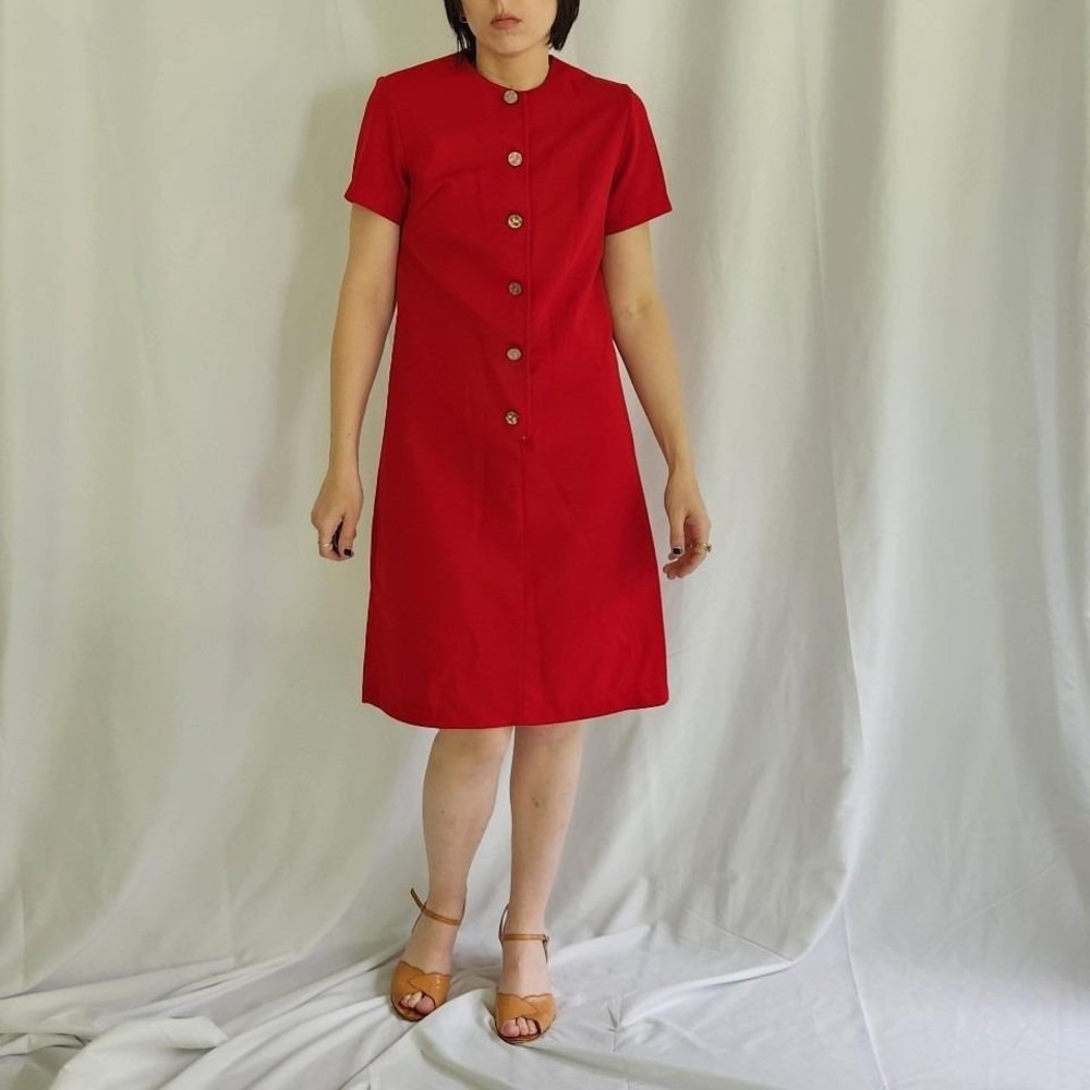 70s Red Short Sleeve Dress
